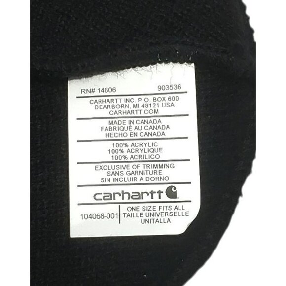 Carhartt Knit Beanie Hat Cuffed 3M Thinsulate Black Orange Spell Out Embroidered - Picture 8 of 8